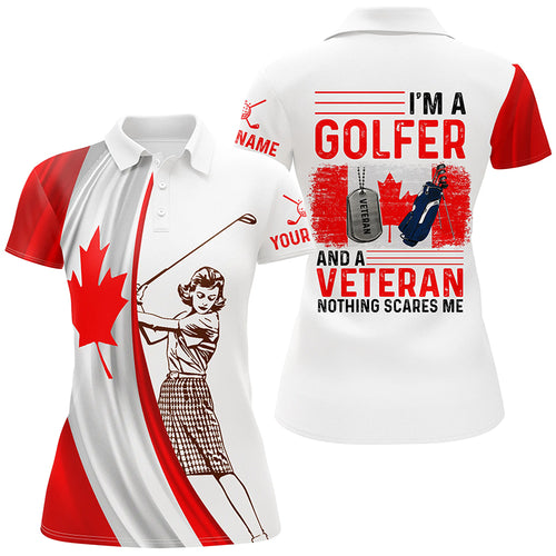 Im A Golfer And A Veteran Canada Flag Golf Polo Shirt Custom Patriotic Golf Tops For Women LDT0971