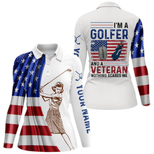 Load image into Gallery viewer, Im A Golfer And A Veteran American Flag Golf Polo Shirt Custom Patriotic Golf Tops For Women LDT0972