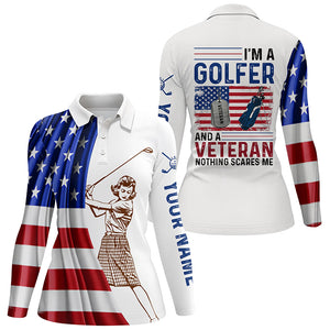 Im A Golfer And A Veteran American Flag Golf Polo Shirt Custom Patriotic Golf Tops For Women LDT0972