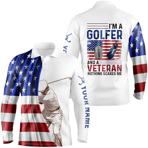 Im A Golfer And A Veteran American Flag Mens Golf Polo Shirt Custom Patriotic Golf Tops For Men LDT0972