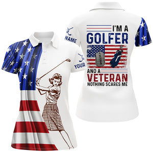 Im A Golfer And A Veteran American Flag Golf Polo Shirt Custom Patriotic Golf Tops For Women LDT0972