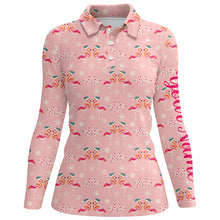 Load image into Gallery viewer, Pink Christmas Flamingos Womens Golf Polo Shirt Custom Funny Golf Shirts For Women Golf Gifts LDT0755