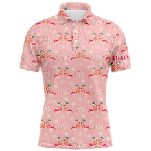 Load image into Gallery viewer, Pink Christmas Flamingos Mens Golf Polo Shirt Custom Funny Golf Shirts For Men Golf Gifts LDT0755