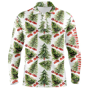 Watercolor Christmas Trees And Gifts Mens Golf Polo Shirt Winter Golf Shirts For Men LDT0759