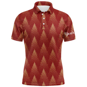 Christmas Trees Seamless Red Golf Mens Polo Shirts Winter Custom Golf Shirts For Men Golf Gifts LDT0760