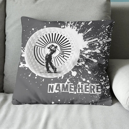 Golfer Custom Name Grey Throw Pillow Personalized Golf Gifts For Golfer LDT1187