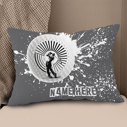 Golfer Custom Name Grey Throw Pillow Personalized Golf Gifts For Golfer LDT1187