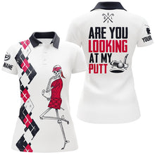 Load image into Gallery viewer, Personalized Funny Golf Shirts For Women Argyle Womens Skull Golf Polo Shirt Crazy Golf Gifts LDT0444