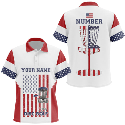 American Flag Disc Golf Kids Polo Shirt Custom Patriotic Golf Shirts For Kid Disc Golf Gifts LDT0775