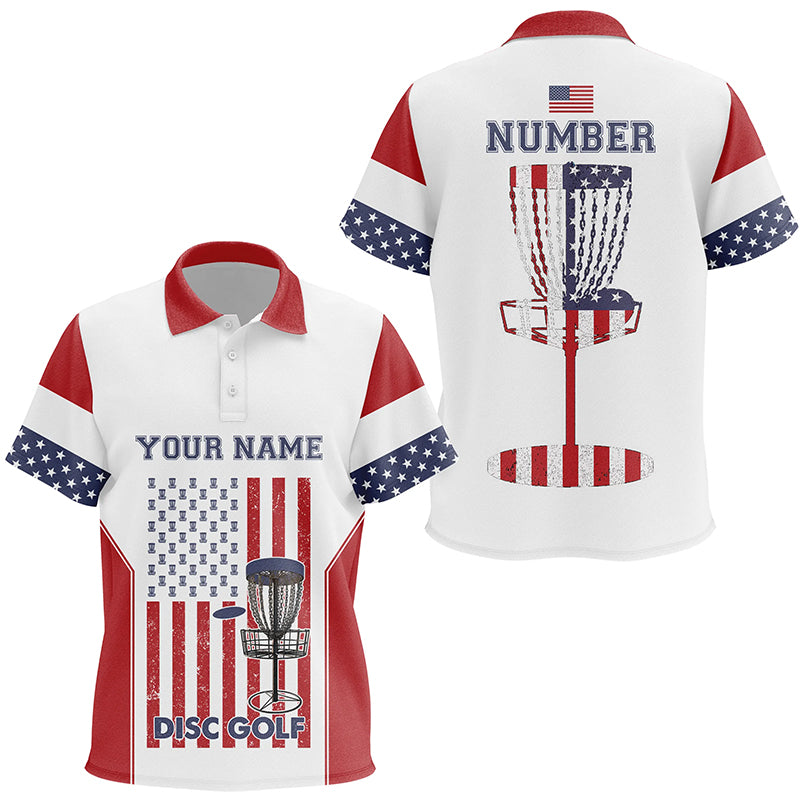 American Flag Disc Golf Kids Polo Shirt Custom Patriotic Golf Shirts For Kid Disc Golf Gifts LDT0775
