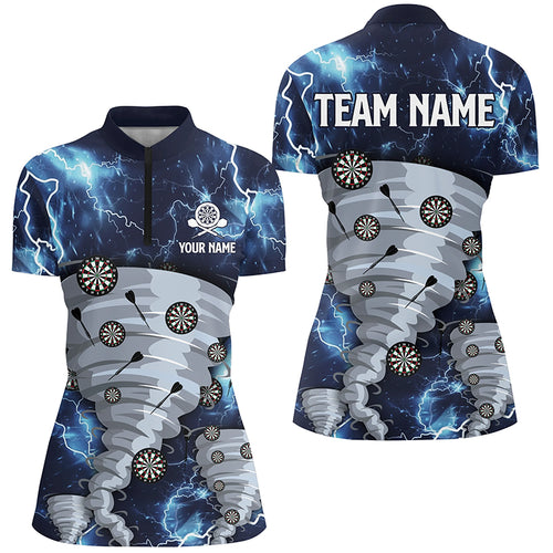 Blue Thunder Lightning Darts Quarter Zip Shirt Custom Storm Women Dart Shirts Darts Jersey LDT0777