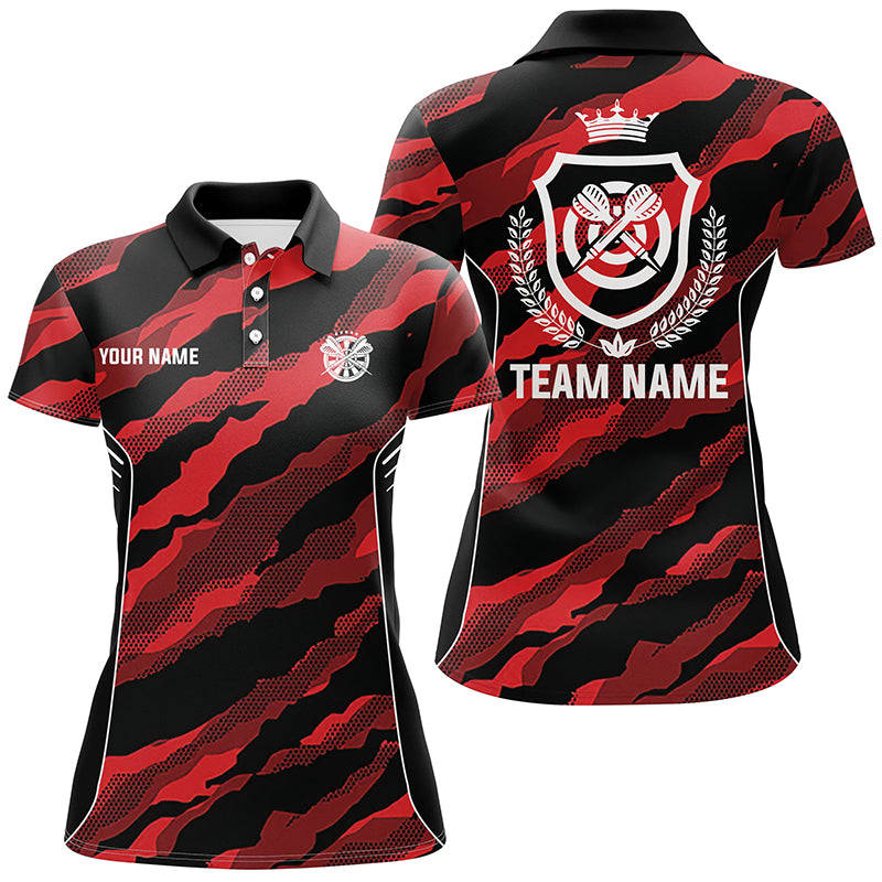 Red Camo Darts Women Polo Shirt Custom Camouflage Darts Shirt For Women Darts Team Jersey LDT0780