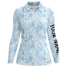 Load image into Gallery viewer, Watercolor Blue Leaves Tropical Pattern Womens Golf Polos Personalized Golf Tops For Women LDT0982