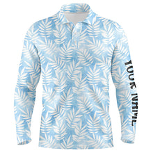 Load image into Gallery viewer, Watercolor Blue Leaves Tropical Pattern Mens Golf Polo Shirt Personalized Golf Tops For Men LDT0982