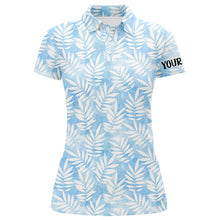 Load image into Gallery viewer, Watercolor Blue Leaves Tropical Pattern Womens Golf Polos Personalized Golf Tops For Women LDT0982