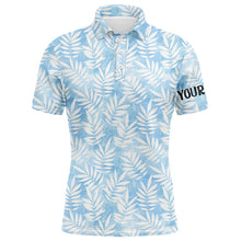 Load image into Gallery viewer, Watercolor Blue Leaves Tropical Pattern Mens Golf Polo Shirt Personalized Golf Tops For Men LDT0982