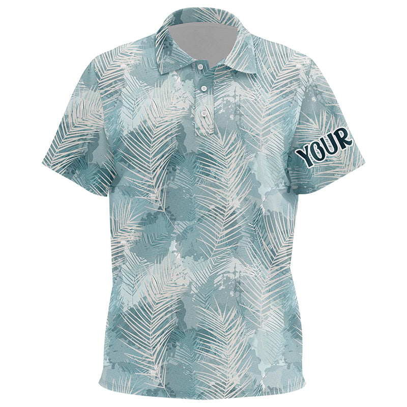 Watercolor Mint Tropical Palm Leaves Unisex Kids Golf Polo Shirt Custom Funny Golf Tops For Kid LDT0984