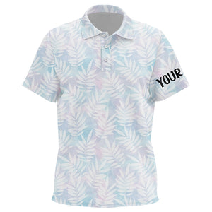 Watercolor Colorful Leaves Kids Golf Polo Shirts Rainbow Tropical Custom name Golf Tops For Kid LDT0985