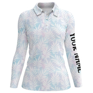 Watercolor Colorful Leaves Womens Golf Polo Shirt Rainbow Tropical Custom Golf Tops For Women LDT0985