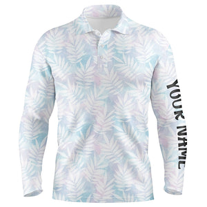 Watercolor Colorful Leaves Mens Golf Polo Shirts Rainbow Tropical Custom name Golf Tops For Men LDT0985