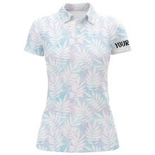 Load image into Gallery viewer, Watercolor Colorful Leaves Womens Golf Polo Shirt Rainbow Tropical Custom Golf Tops For Women LDT0985