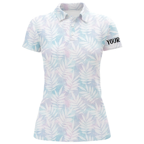 Watercolor Colorful Leaves Womens Golf Polo Shirt Rainbow Tropical Custom Golf Tops For Women LDT0985