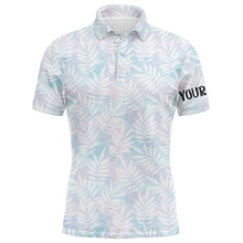 Load image into Gallery viewer, Watercolor Colorful Leaves Mens Golf Polo Shirts Rainbow Tropical Custom name Golf Tops For Men LDT0985