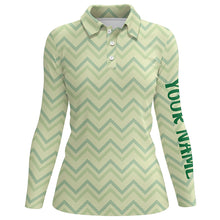 Load image into Gallery viewer, Light Green Zigzag Womens Golf Shirt Vintage St Patrick Day Golf Shirt Customized Golf Tops LDT0987