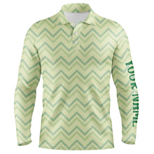 Load image into Gallery viewer, Light Green Zigzag Mens Golf Polo Shirt Vintage St Patrick Day Golf Shirt Customized Mens Golf Tops LDT0987