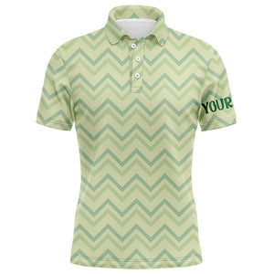 Light Green Zigzag Mens Golf Polo Shirt Vintage St Patrick Day Golf Shirt Customized Mens Golf Tops LDT0987