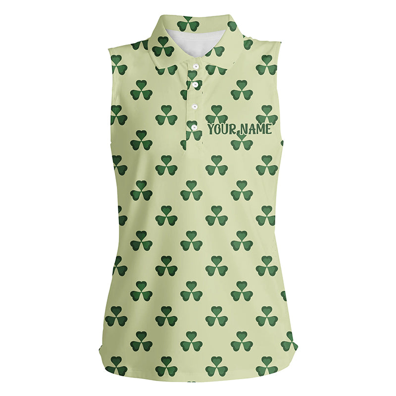 Womens Sleeveless Polo Shirt Vintage Green Clover St Patrick Day Golf Shirts For Women Golf Gifts LDT0988