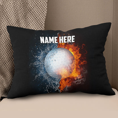 Fire And Water Golf Ball Custom Pillow Personalized Cool Golfer Gifts LDT1203