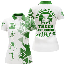 Load image into Gallery viewer, Personalized Womens Green &amp; White Disc Golf Polo Shirts, Evolution Disc Golf Shirts For Women LDT0200