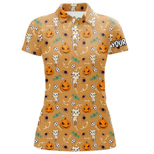 Load image into Gallery viewer, Cat Seamless Halloween Pattern Orange Golf Polo Shirts Cute Funny Golf Gifts For Women LDT0453