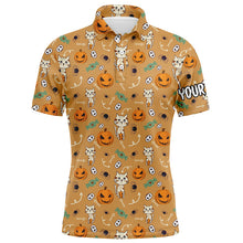 Load image into Gallery viewer, Cat Seamless Halloween Pattern Orange Mens Golf Polo Shirts Cute Funny Golf Gifts For Men LDT0453