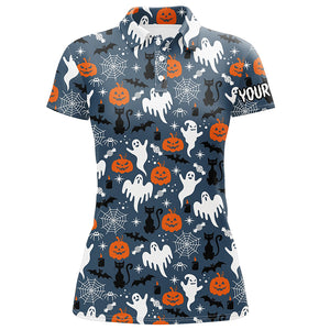 Blue Cartoon Halloween Seamless Golf Polo Shirts Funny Golf Shirts For Women Golf Gifts LDT0455