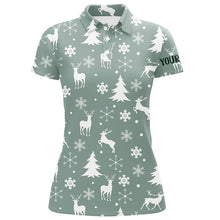 Load image into Gallery viewer, Christmas Pattern With Reindeers Snowflakes Golf Polo Shirts Christmas Golf Gifts For Women LDT0460