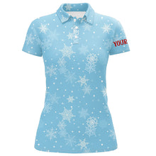 Load image into Gallery viewer, Snowflakes In Blue Christmas Golf Polo Shirts Customized Winter Holiday Golf Gifts For Women LDT0462