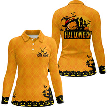 Load image into Gallery viewer, Halloween Landscape Pumpkin Orange Argyle Golf Polo Shirts Custom Funny Golf Gifts For Women LDT0481