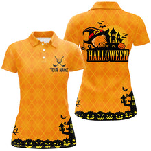 Load image into Gallery viewer, Halloween Landscape Pumpkin Orange Argyle Golf Polo Shirts Custom Funny Golf Gifts For Women LDT0481