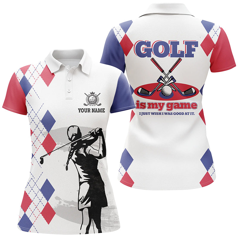 Argyle Pattern Womens Golf Polo Shirt, Personalized Basic Golf Shirts For Women, Golfer Gifts LDT0213