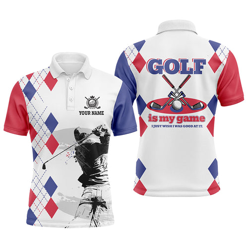 Argyle Pattern Mens Golf Polo Shirts, Personalized Basic Golf Shirts For Men, Golfer Gifts LDT0213