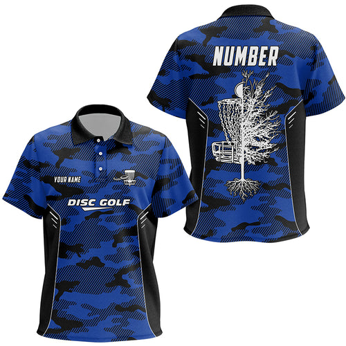 Blue Camo Unisex Kid Disc Golf Polo Shirt Custom Camouflage Disc Golf Shirts For Kid Golf Gifts LDT0787