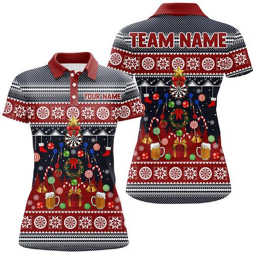 Personalized Christmas Darts Polo Shirt Custom Winter Darts Shirt For Women Dart Jersey LDT0795
