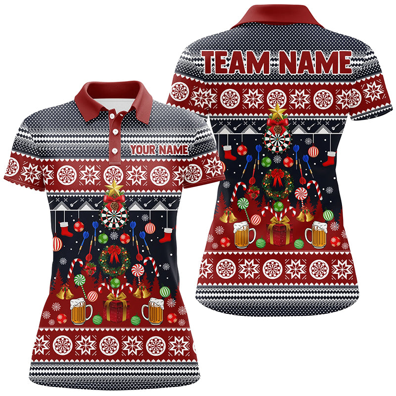 Personalized Christmas Darts Polo Shirt Custom Winter Darts Shirt For Women Dart Jersey LDT0795