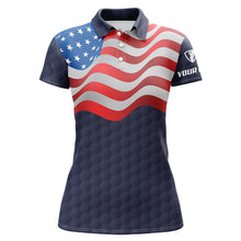 Load image into Gallery viewer, Navy American Flag Womens Golf Polo Shirts Custom Patriotic Golf Shirts For Women Golf Gifts LDT1429