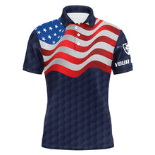 Load image into Gallery viewer, Navy American Flag Mens Golf Polo Shirts Custom Patriotic Golf Shirts For Men Golf Gifts LDT1429