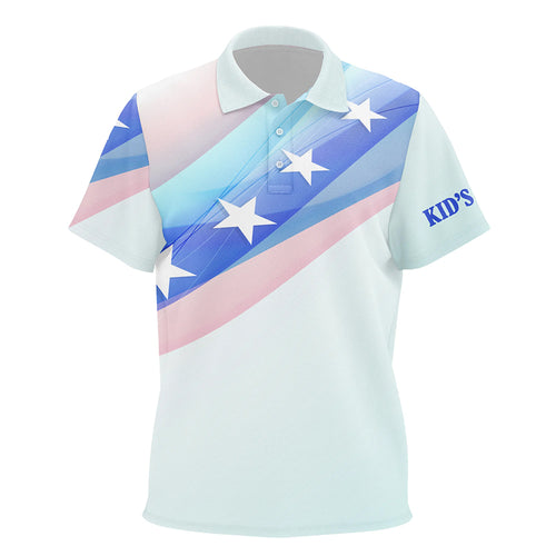 Colorful Pastel Us Flag Kids Golf Polo Shirts Custom Name Patriotic Golf Shirts For Kid Golf Gifts LDT1435