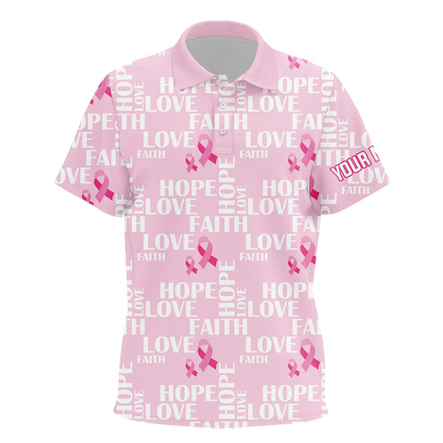 Pink Ribbon Faith Love Hope Breast Cancer Awareness Unisex Kids Golf Polo Shirts Golf Shirts For Kid LDT0503