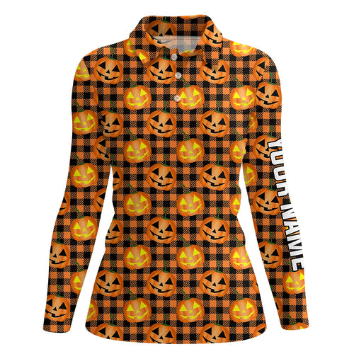 Halloween Pumpkin Seamless Orange Golf Polo Shirts Custom Golf Shirts For Women Golf Gifts LDT0504